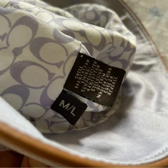 COACH Bucket Hat with Tan Leather Trim M/L - Picture 6 of 6